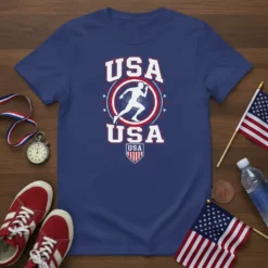 USA Running T-Shirt creative graphic design printed on comfortable cotton t-shirt