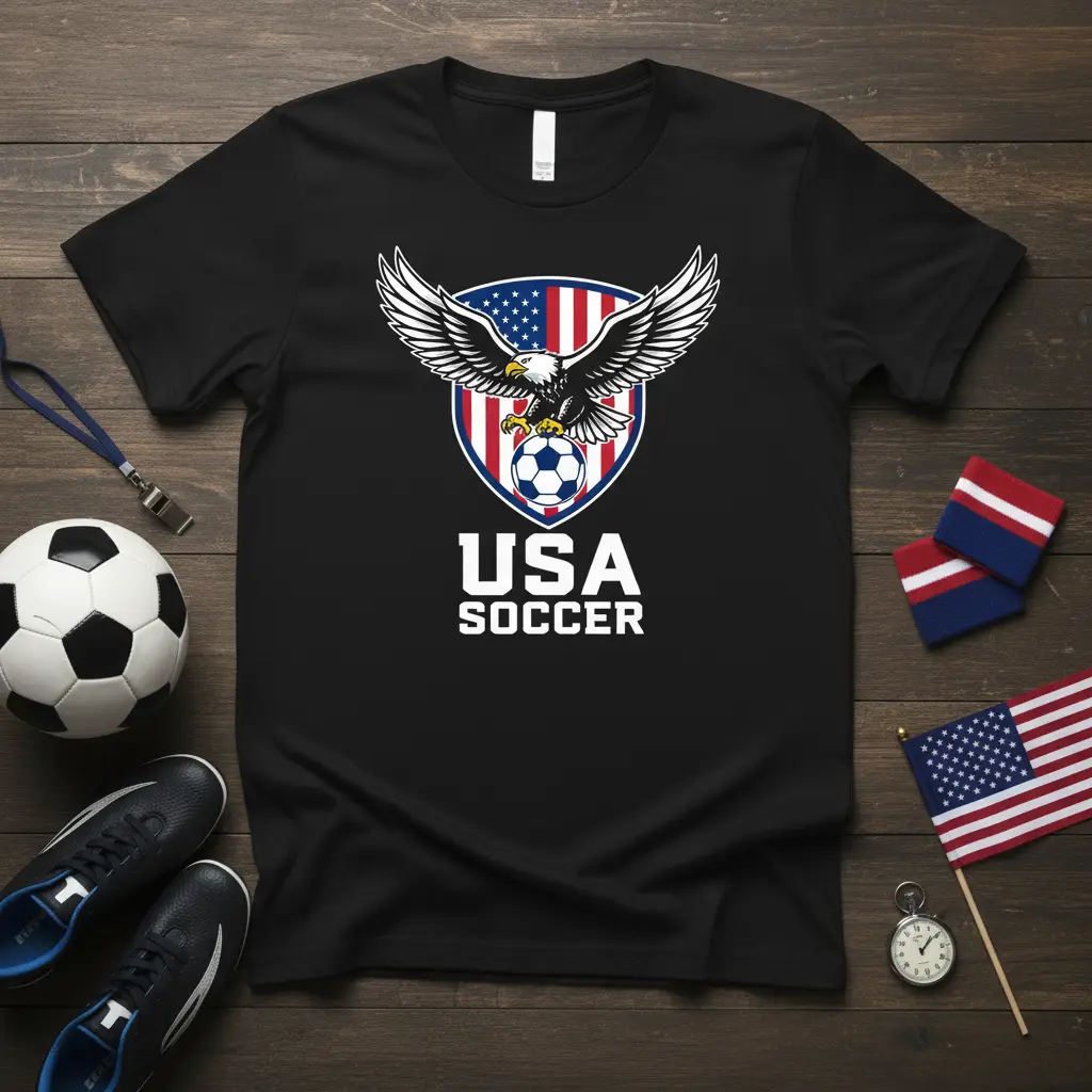 Usa Soccer T-Shirt American Eagle Patriotic Sport Gift