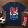 USA USA USA Soccer Football creative graphic design printed on comfortable cotton t-shirt