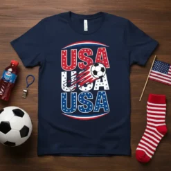 USA USA USA Soccer Football creative graphic design printed on comfortable cotton t-shirt