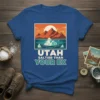 T-shirt with "UTAH SALTIER THAN YOUR EX" text and a vintage-style landscape graphic featuring mountains and icebergs