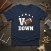 V DOWN TYERA football t-shirt design with a football and stars graphic