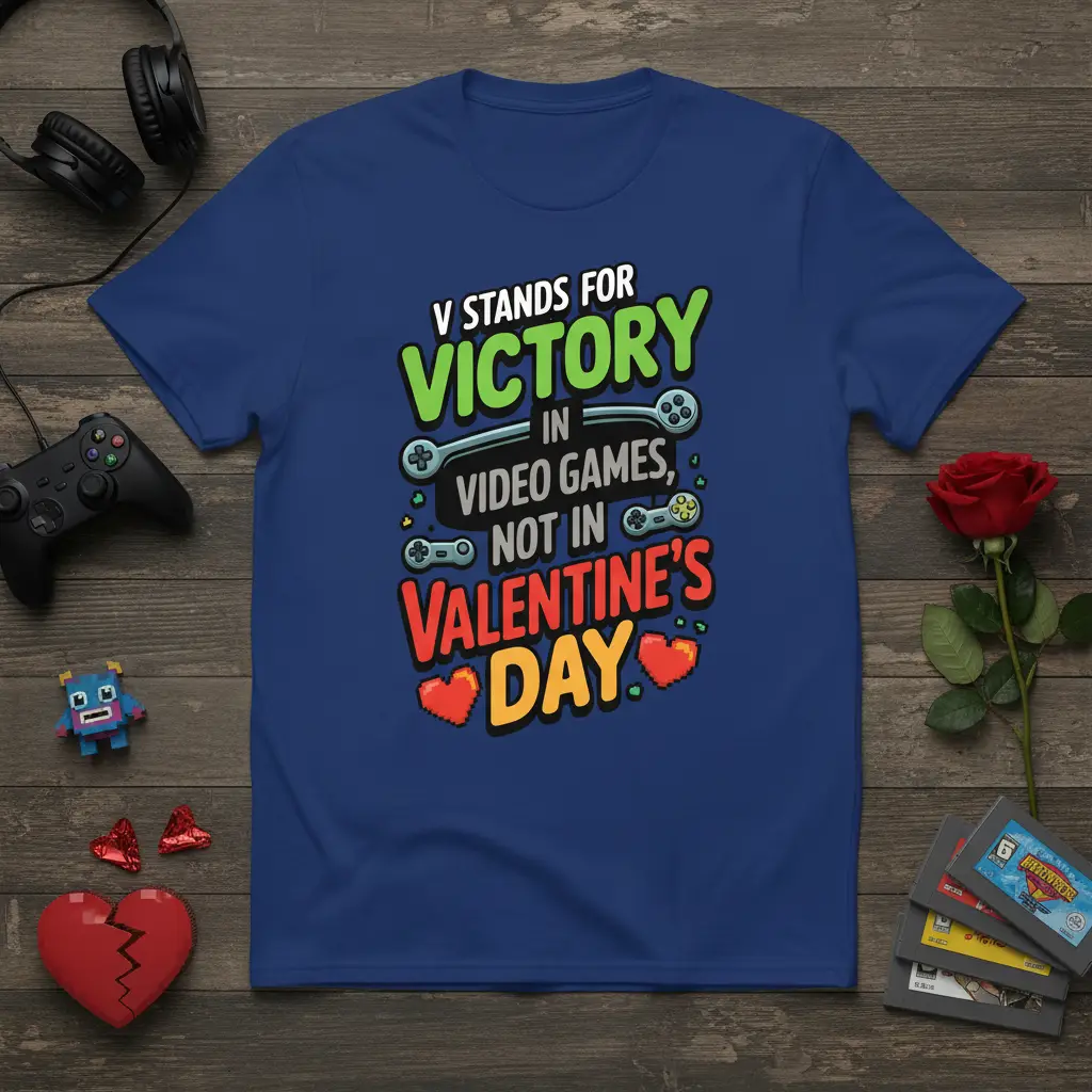 V Stands for Victory in Video Games Valentine T-Shirt