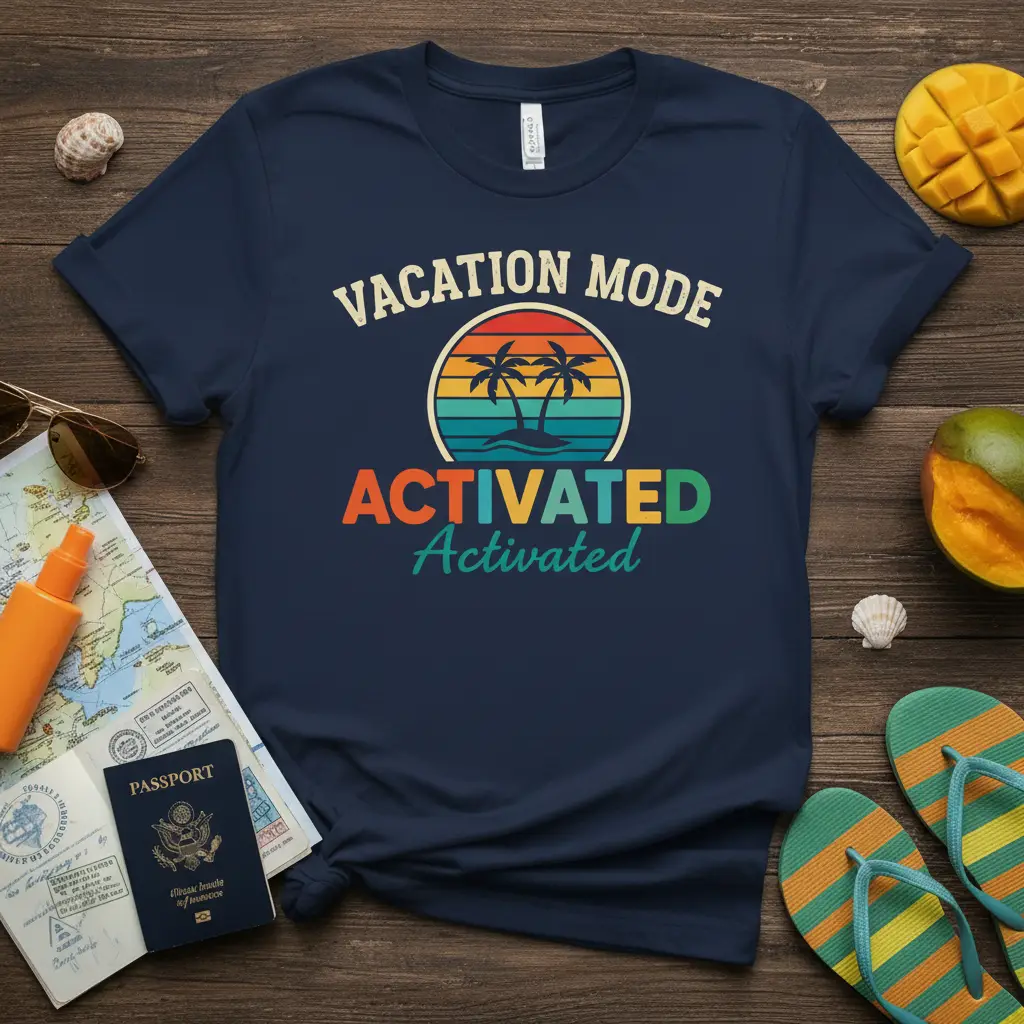 Vacation Mode Activated Sunset Palm Tree T-Shirt
