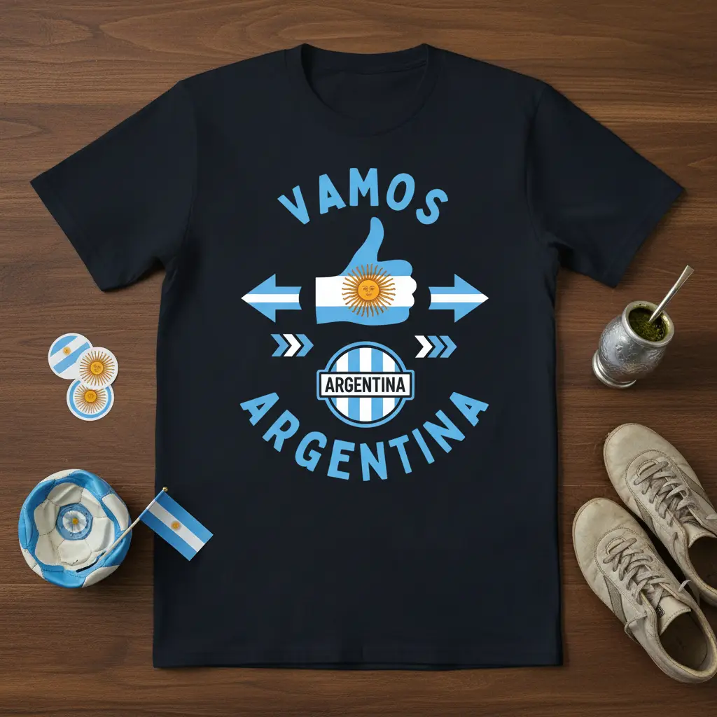 Vamos Argentina Thumbs Up T-Shirt Soccer Fan Gear