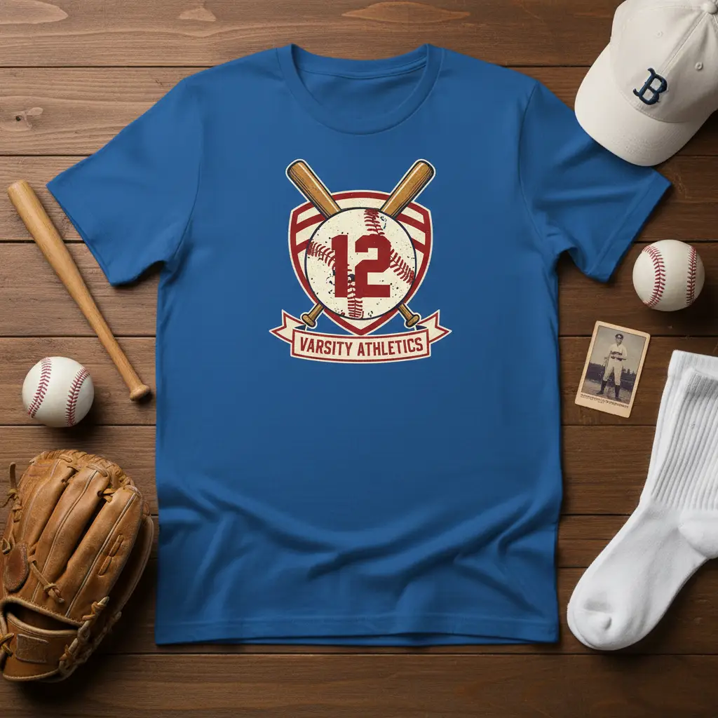 Varsity Athletics 12 Baseball T-Shirt Retro Sports Fan Gift