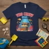 Navy blue t-shirt with "VBS CREW 2026" in red and white text above an underwater scene with a treasure chest