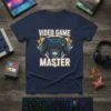 Video Game Master t-shirt design featuring a game controller and fiery accents, perfect for gamers
