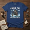 Viking Cat Brewer Of Mead text design with a cat in Viking armor holding an axe and shield on a