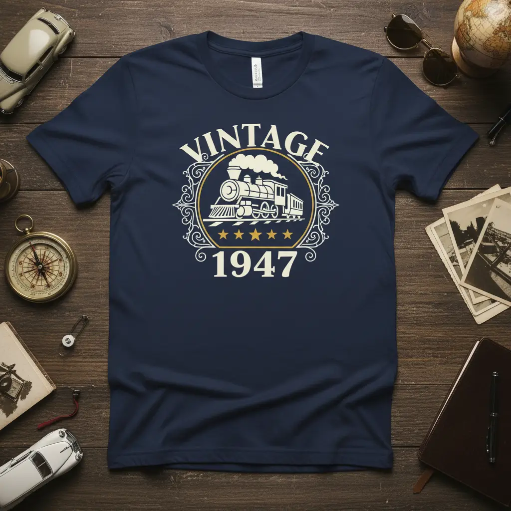 Vintage 1947 Train T-Shirt Retro Birthday Gift