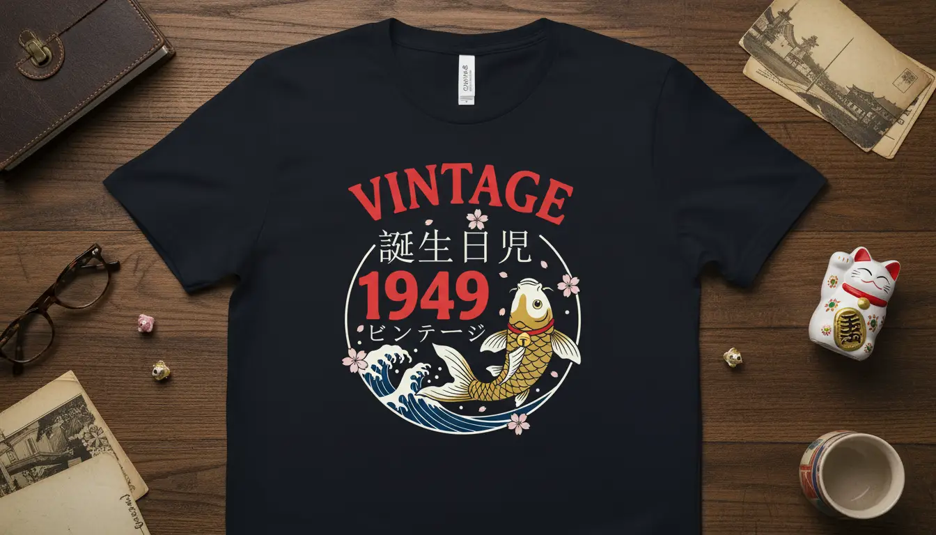 Vintage 1949 Birthday Japanese Koi Fish T-Shirt Gift