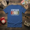 Vintage 1965 Special Addition t-shirt with white text and a retro year design