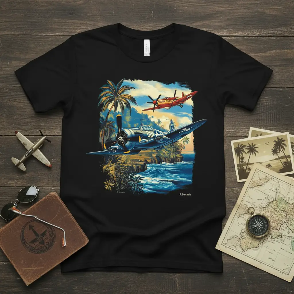 Vintage Airplane Tropical Flight T-Shirt Retro Aviation Art