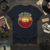 Vintage Collection Vinyl Records 1975 design on a dark t-shirt, featuring a circular graphic with record grooves and the year