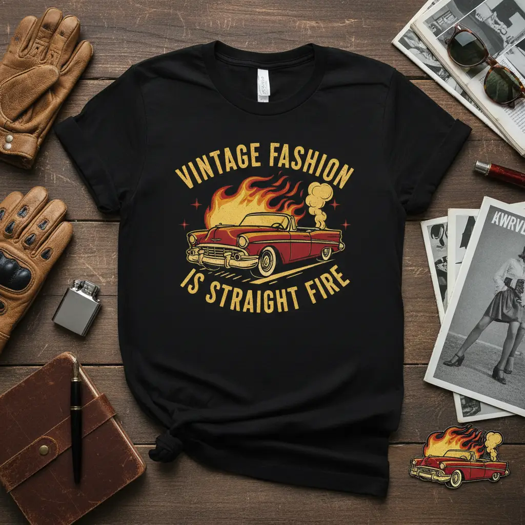 Vintage Fashion Is Straight Fire Classic Car T-Shirt