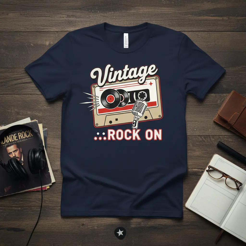 Vintage Rock on Cassette Tape T-Shirt Retro Music Gift