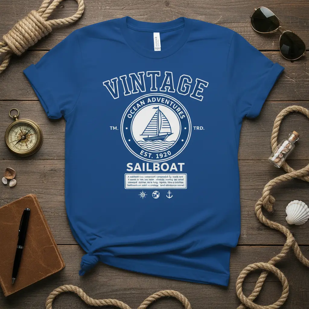 Vintage Sailboat Ocean Adventures T-Shirt Nautical Gift