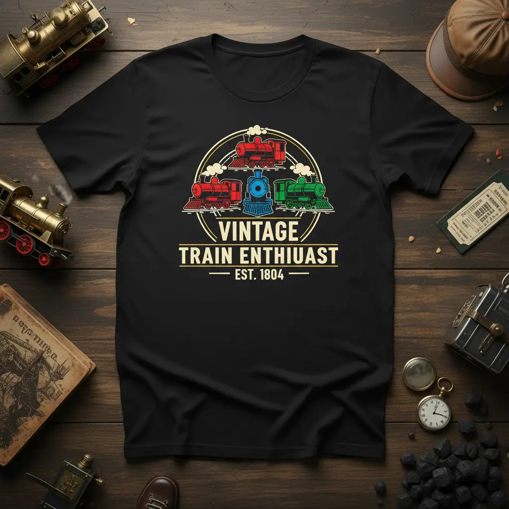 Vintage Train Enthusiast Est 1804 T-Shirt Railway Gift