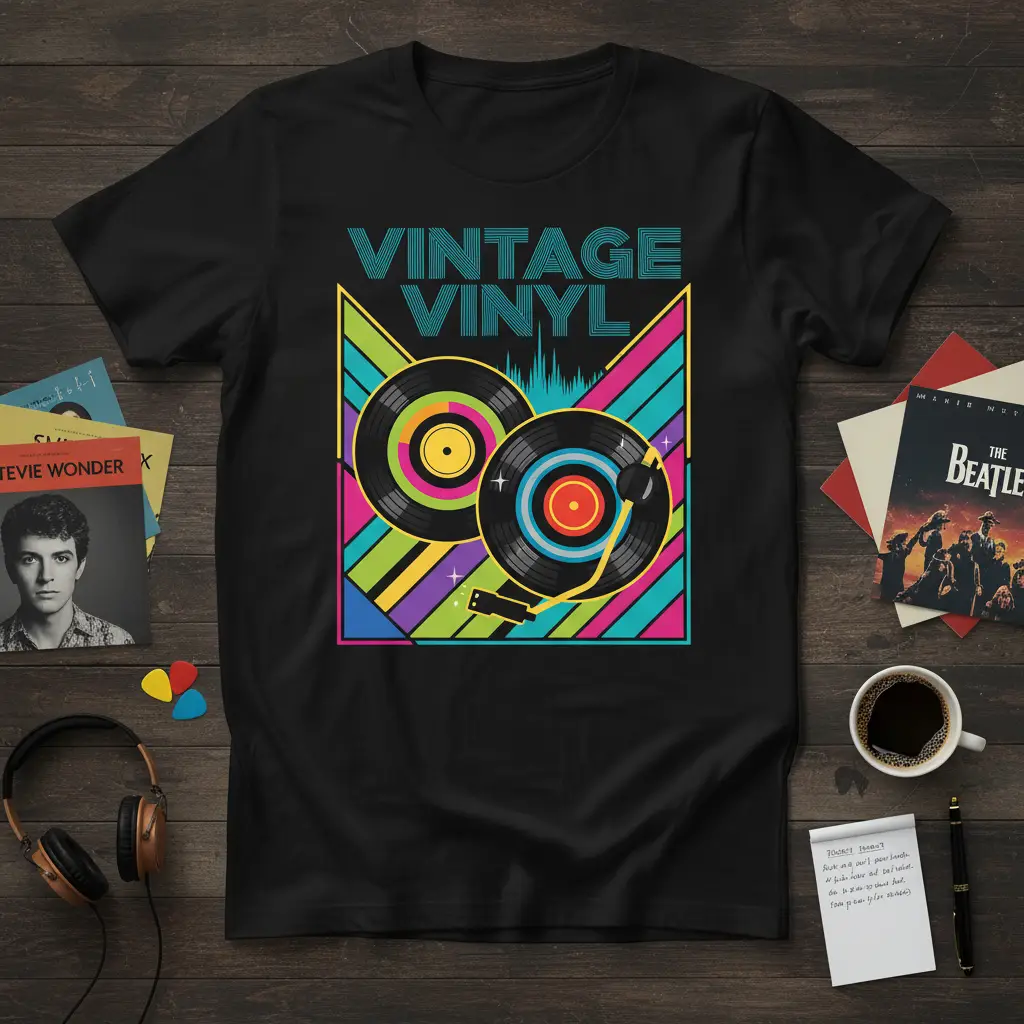 Vintage Vinyl Record Player Retro Music T-Shirt