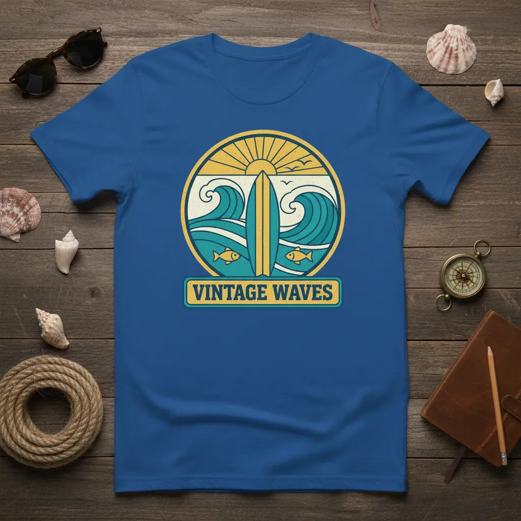 Vintage Waves Surf T-Shirt Beach Lover Gift