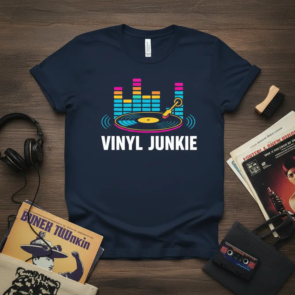 Vinyl Junkie T-Shirt Retro Music Lover Gift for Djs
