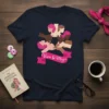 Viva la Mujer t-shirt design featuring diverse women's hands intertwined with a pink ribbon and text "Viva la Mujer."