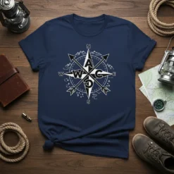 Waco Compass Mountains bold graphic design printed on comfortable cotton t-shirt