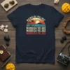 Navy t-shirt with retro sunset design and "Waikoloa Village Hawaii" text in stacked lettering