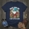 Wait For Me I Got Little Legs gnome t-shirt design with cute gnome walking on a path through mushrooms and
