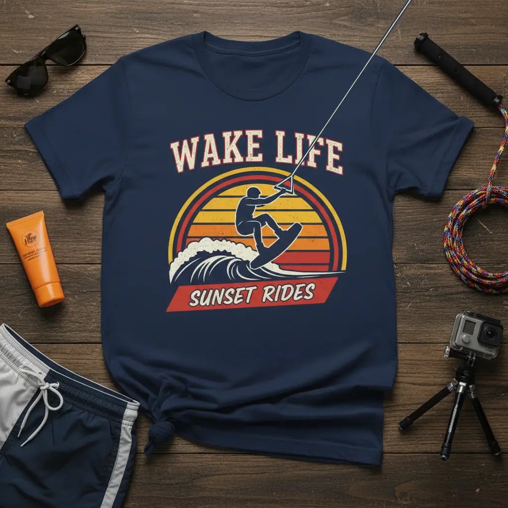 Wake Life Sunset Rides T-Shirt Watersports Lover Gift