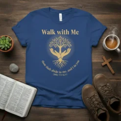 Walk with Me thou text design featuring eye-catching typography on quality t-shirt