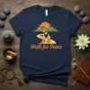 Walk for Peace t-shirt design with two figures walking on a mountain path towards a sunrise