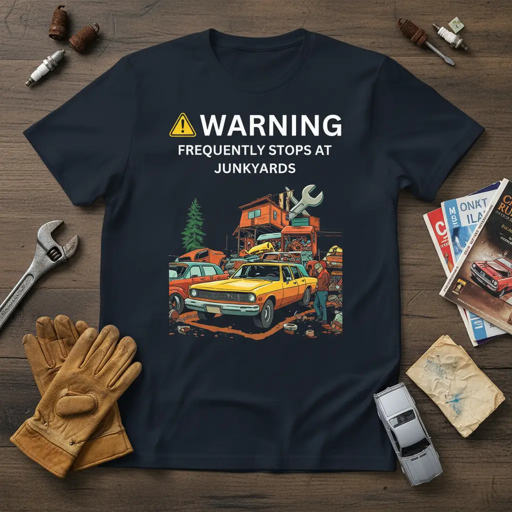 Warning Frequently Stops at Junkyards T-Shirt Car Lover Gift