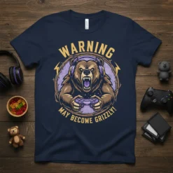 WARNING MAY BECOME GRIZZLY! creative graphic design printed on comfortable cotton t-shirt