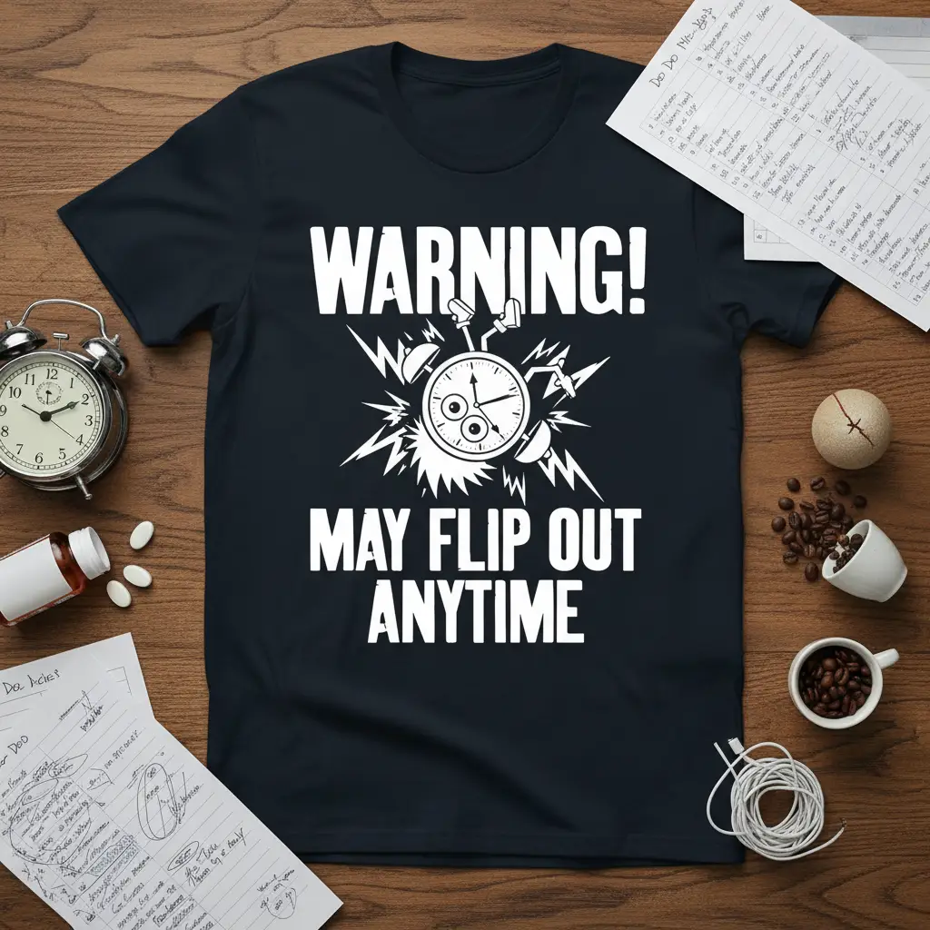 Warning! May Flip Out Anytime Funny Alarm Clock T-Shirt