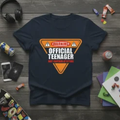 WARNING OFFICIAL TEENAGER MAY CONTAIN ATTITUDE detailed graphic design printed on comfortable cotton t-shirt