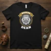 Warrior Dean T-Shirt with a fierce lion graphic and gold banner, bold white text "DEAN" below