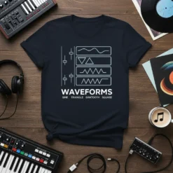 WAVEFORMS SINE TRIANGLE SAWTOOTH SQUARE unique graphic design printed on comfortable cotton t-shirt