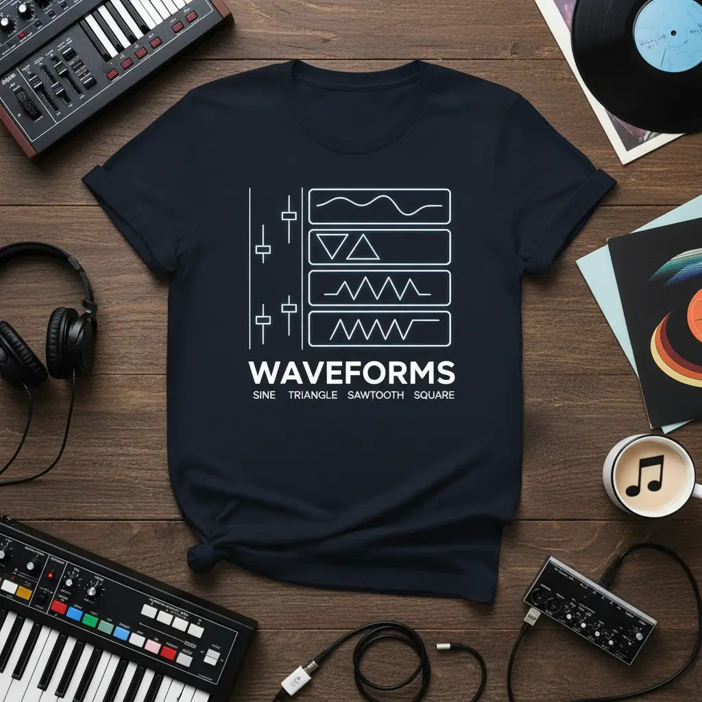 Waveforms Sine Triangle Sawtooth Square T-Shirt for Musicians