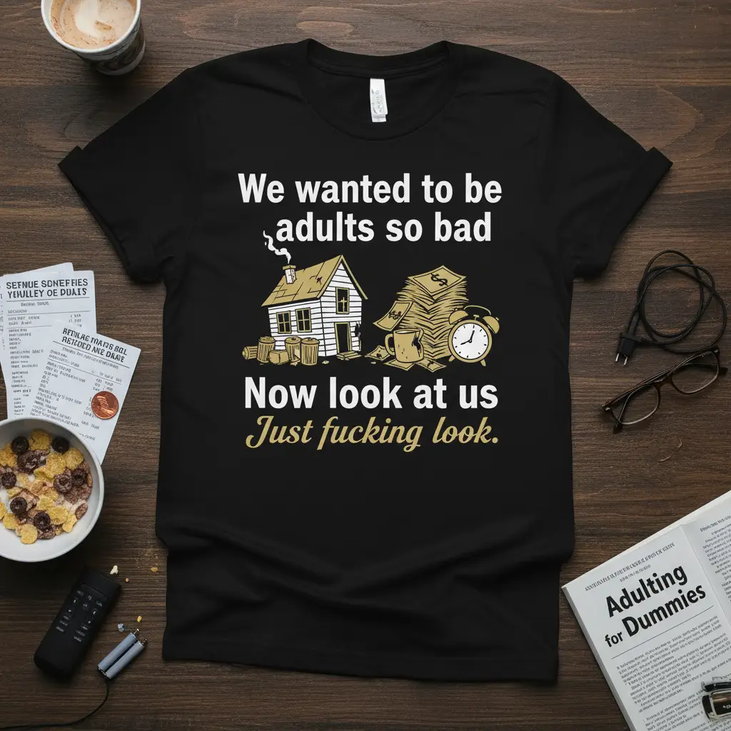 We Wanted to Be Adults So Bad T-Shirt Funny Adulting Quote