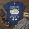 Weekend Forecast 100% Chance text design featuring unique typography on quality t-shirt