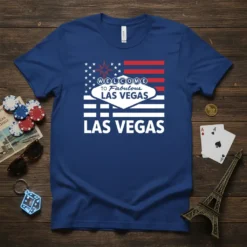 Welcome to Fabulous Las Vegas t-shirt with USA flag design and bold white text