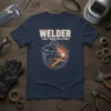 Welder I Melt Things For A Living T-Shirt with graphic of welder and gears