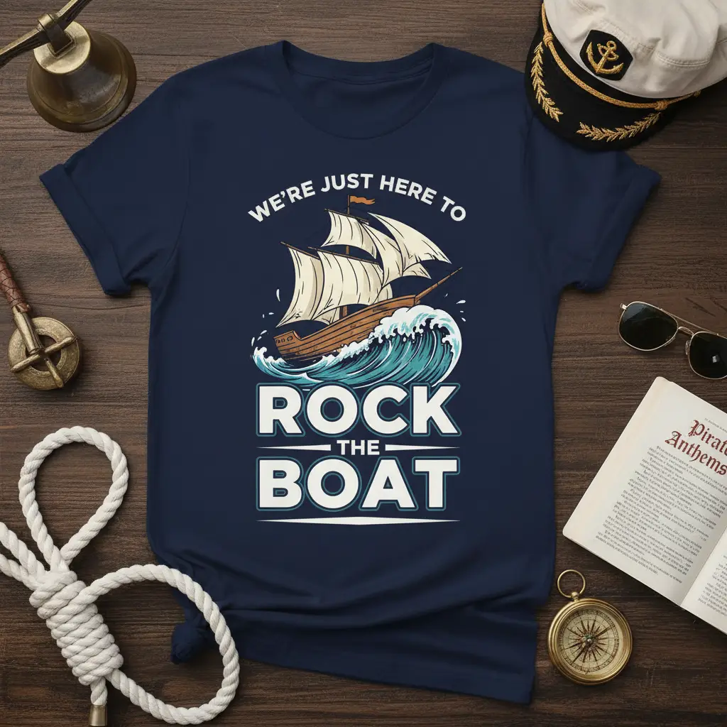 We’re Just Here to Rock the Boat T-Shirt Funny Sailing Gift