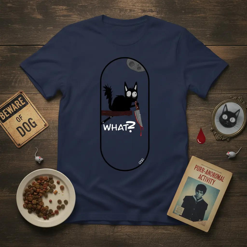 What? Funny Cat T-Shirt Spooky Horror Gift Idea