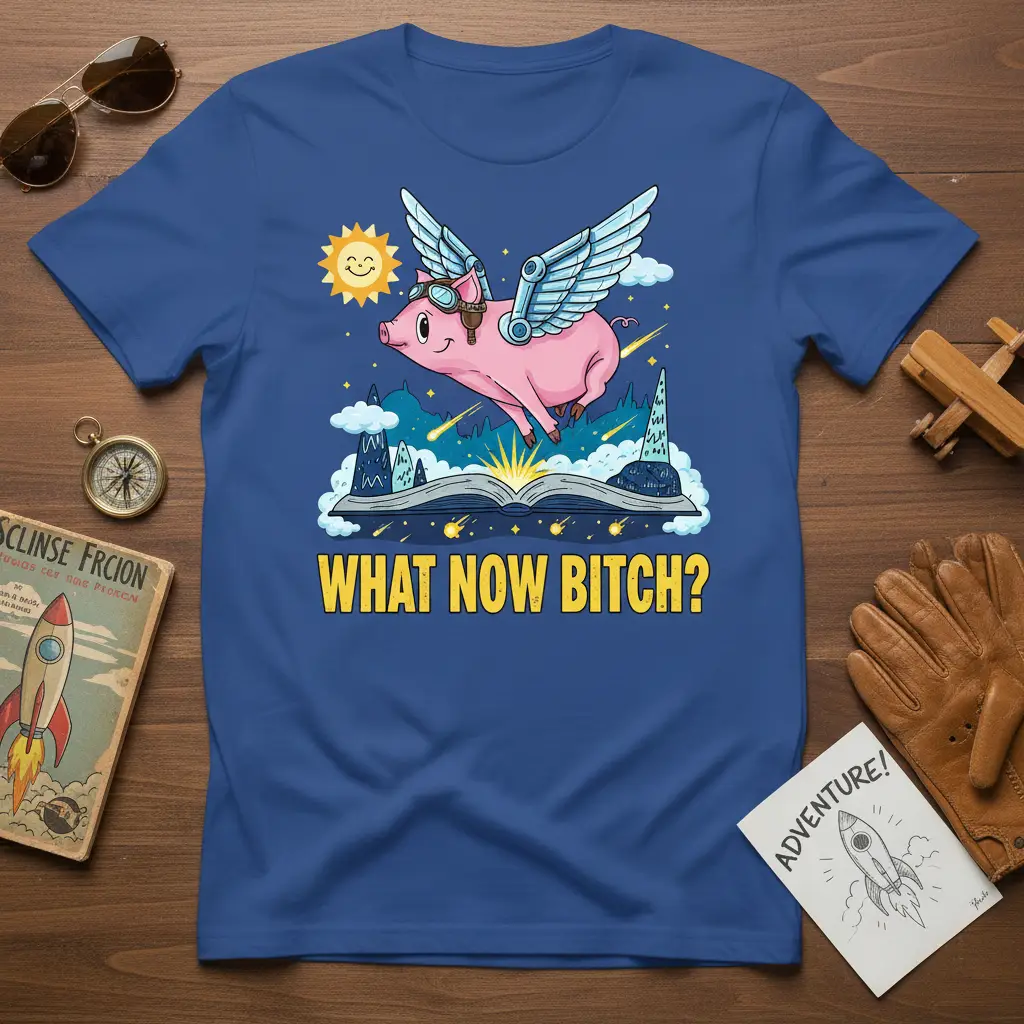 What Now Bitch? Flying Pig Quote T-Shirt Funny Sarcastic Gift