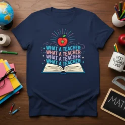 WHAT A TEACHER WHAT text design featuring eye-catching typography on quality t-shirt