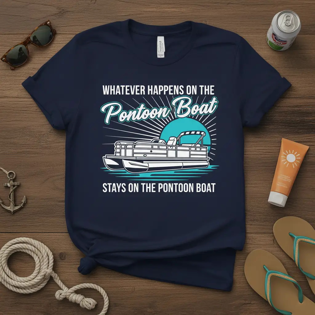 Whatever Happens on the Pontoon Boat T-Shirt Lake Life Gift