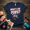 What's The Pops? vintage cola bottle design on navy t-shirt, retro beverage graphic