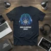 Dark t-shirt featuring a glowing blue AI brain graphic with the text "When Algorithms Dream" below, representing artificial intelligence